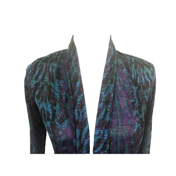 CLARA SUN WOO Open Draped Cardigan Lightweight Stretch Size XS Turquoise Purple - Picture 2 of 7